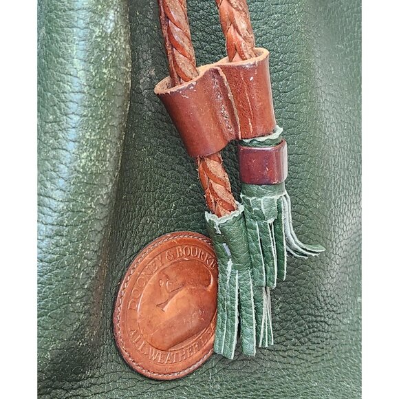 READ CONDITION Dooney & Bourke vintage Teton green leather drawstring tote bag - Picture 11 of 16